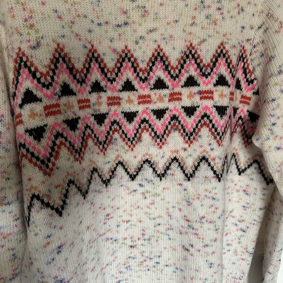 Loft Sweater Womens Large Mock Neck Fair Isle Colorful Specked Knit New - Picture 4 of 11